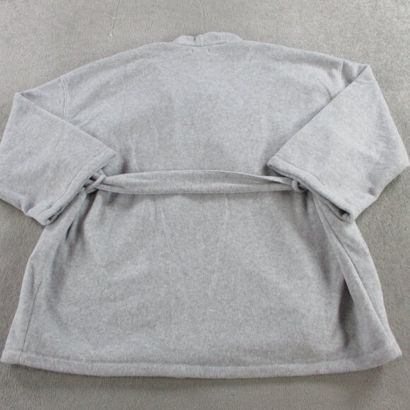 SKIMS Fleece Lounge Robe Womens Medium Gray Short Wrap Tie Sleepwear NWT - Picture 3 of 8